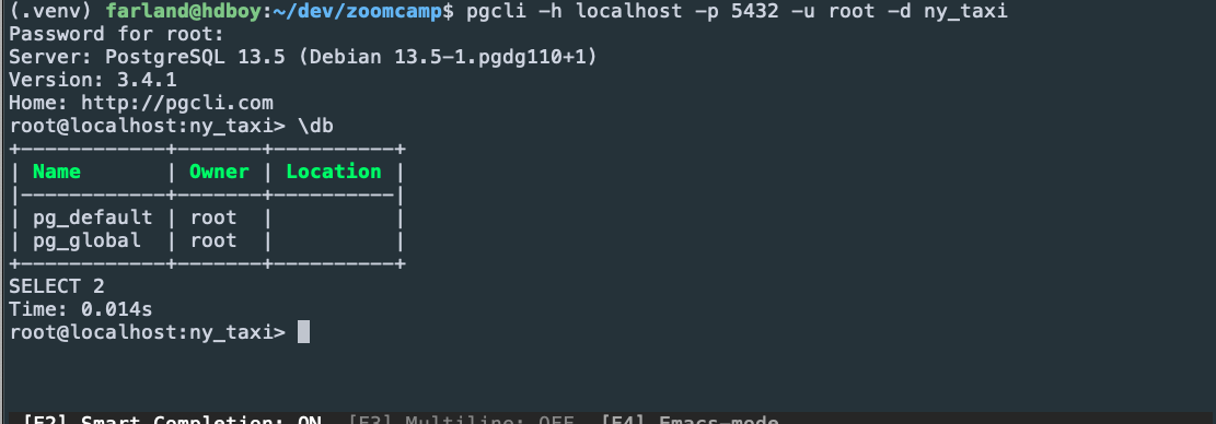 login postgres using pgcli